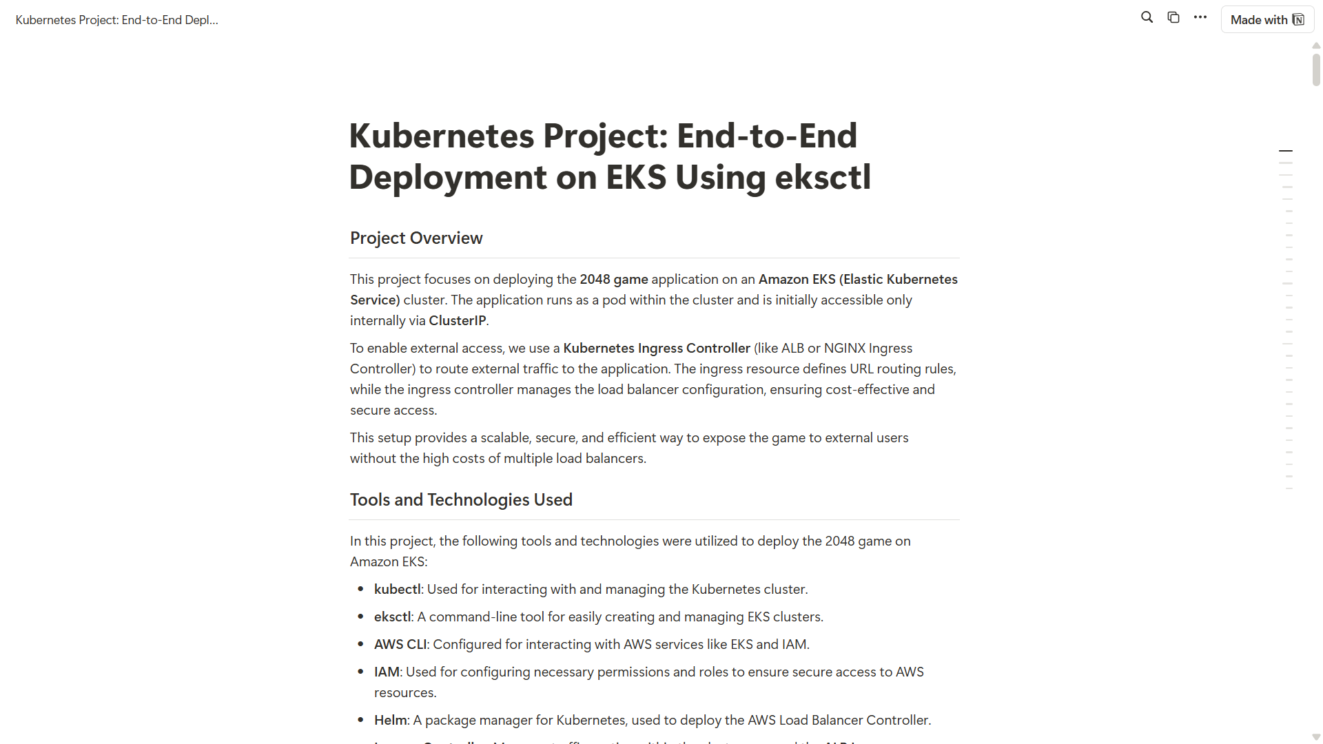 An image of the Kubernetes Project: End-to-End Deployment on EKS Using eksctl project.